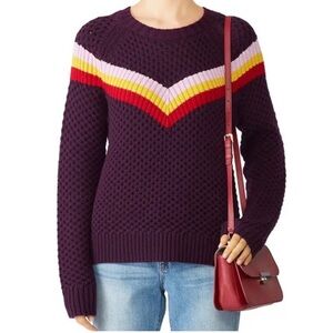 Milly Plum 100% Merino Wool Chevron Sweater